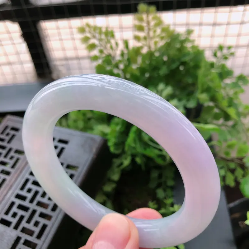 【紫罗兰精美圆条翡翠手镯,圈口57*12*11.4mm】图6