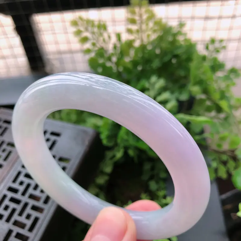 【紫罗兰精美圆条翡翠手镯,圈口57*12*11.4mm】图5