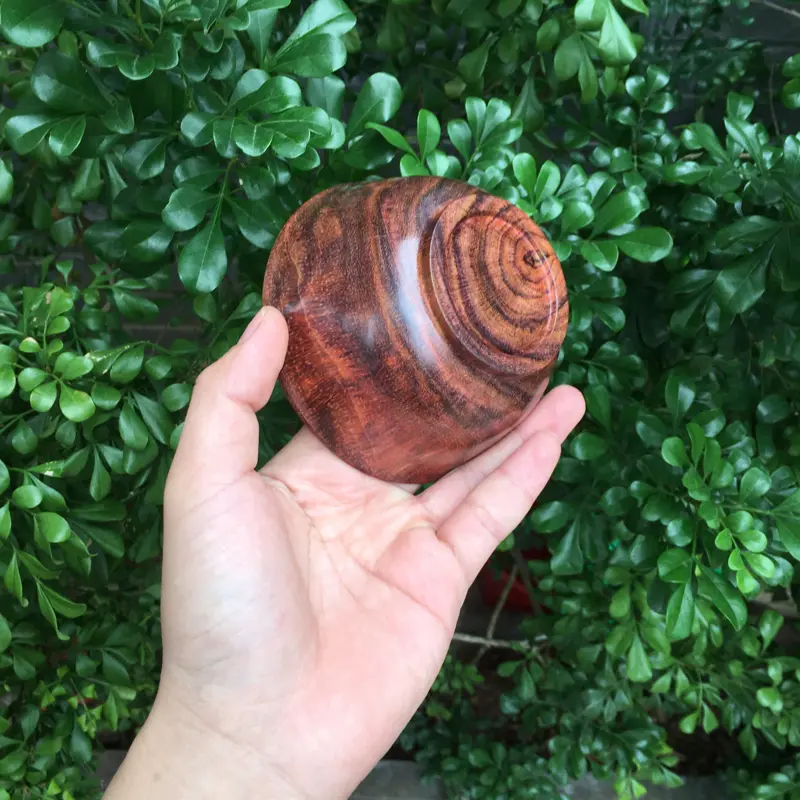 【海南黄花梨精品西部油梨(黄金铁饭碗),一木两器,水波纹,山水纹,大紫线纹理,色泽均匀,自用盘玩收藏品,规格:长宽105mm,高:56mm,克重:86克,规格:长宽:104mm,高:54mm,克重:86.5克。】图7