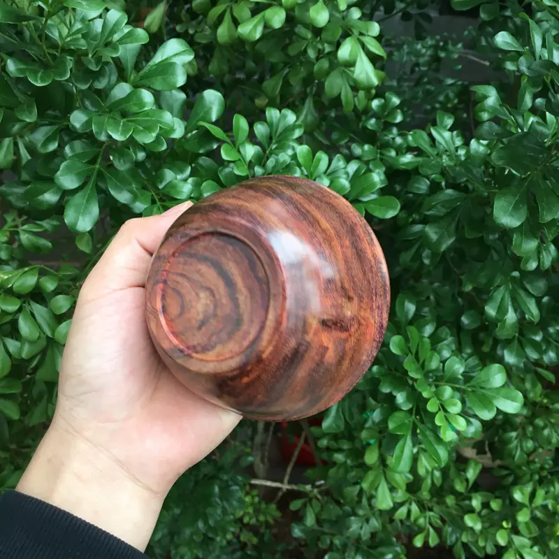 【海南黄花梨精品西部油梨(黄金铁饭碗),一木两器,水波纹,山水纹,大紫线纹理,色泽均匀,自用盘玩收藏品,规格:长宽105mm,高:56mm,克重:86克,规格:长宽:104mm,高:54mm,克重:86.5克。】图4