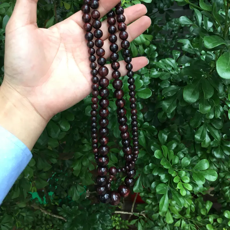 【海南黄花梨精品紫油梨塔珠念珠,一刀料制作,6mm~20mm一共108粒珠子,纹理清晰,高油高密,底色干净,色泽均匀,把玩收藏送礼首选品,克重:78.3克,值得推荐】图4