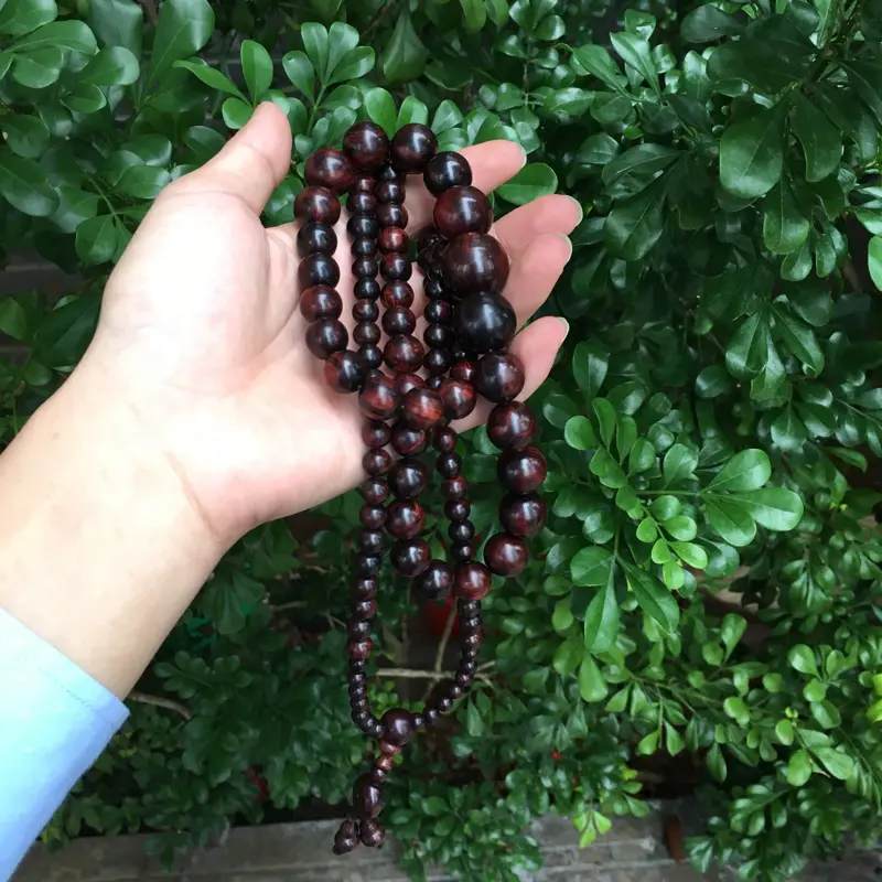 【海南黄花梨精品紫油梨塔珠念珠,一刀料制作,6mm~20mm一共108粒珠子,纹理清晰,高油高密,底色干净,色泽均匀,把玩收藏送礼首选品,克重:78.3克,值得推荐】图6