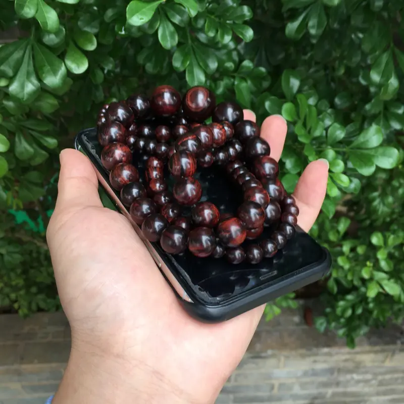 【海南黄花梨精品紫油梨塔珠念珠,一刀料制作,6mm~20mm一共108粒珠子,纹理清晰,高油高密,底色干净,色泽均匀,把玩收藏送礼首选品,克重:78.3克,值得推荐】图7
