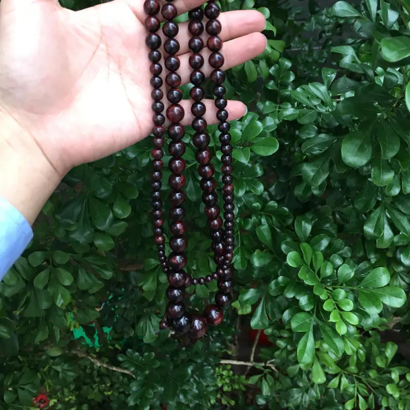 【海南黄花梨精品紫油梨塔珠念珠,一刀料制作,6mm~20mm一共108粒珠子,纹理清晰,高油高密,底色干净,色泽均匀,把玩收藏送礼首选品,克重:78.3克,值得推荐】图5
