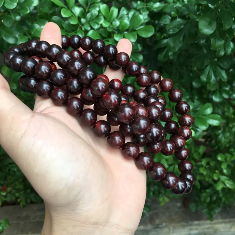 【海南黄花梨精品紫油梨念珠,同料制作12mm×108,纹理清晰,高油高密,底色干净,色泽均匀,把玩收藏送礼首选品,克重:102克,值得推荐】图4