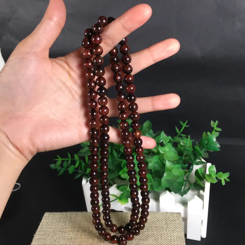 【新品;海南黄花梨紫油梨0.8念珠、108粒。沉水!集天眼、水波纹、“紫葡萄”材质。玻璃质感】图9
