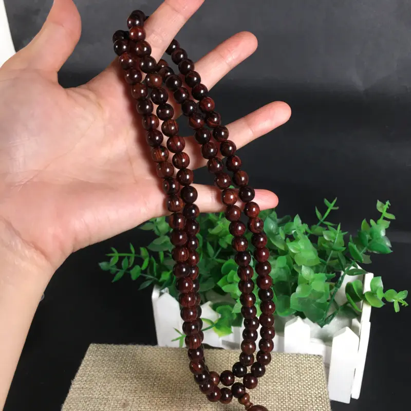 【新品;海南黄花梨紫油梨0.8念珠、108粒。沉水!集天眼、水波纹、“紫葡萄”材质。玻璃质感】图7