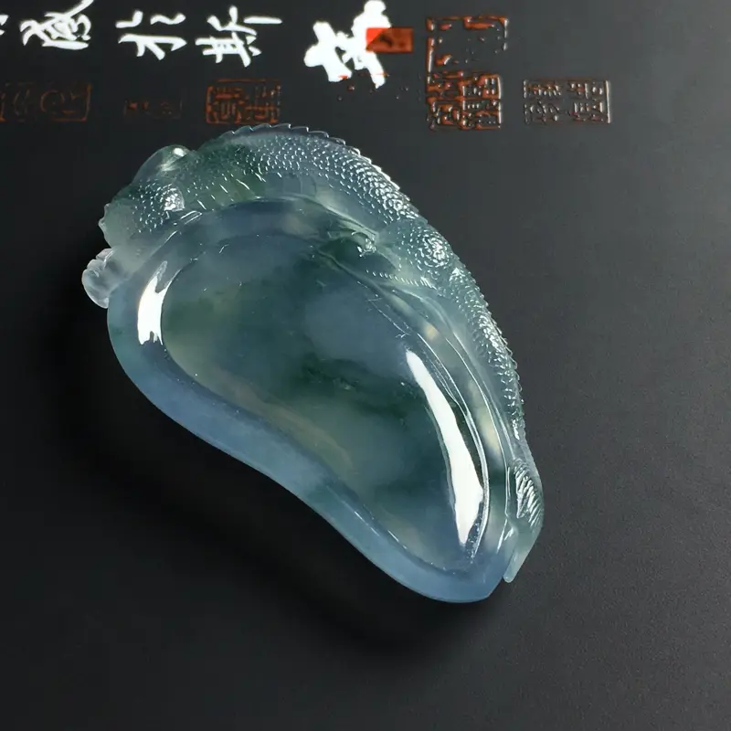 【冰种双彩飘花福瓜吊坠 尺寸46-27-7.2毫米 水润透亮 飘花灵动】图7