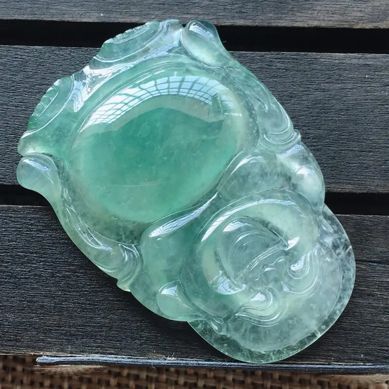 【自然光实拍,缅甸a货翡翠,冰种站佛,飘雪花棉玉质细腻。饱满大件,形体佳,有孔可直接佩戴。】图4