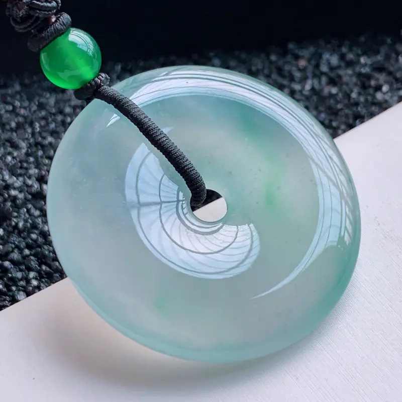 缅甸天然翡翠a货 冰胶清新平安扣吊坠.克重34.