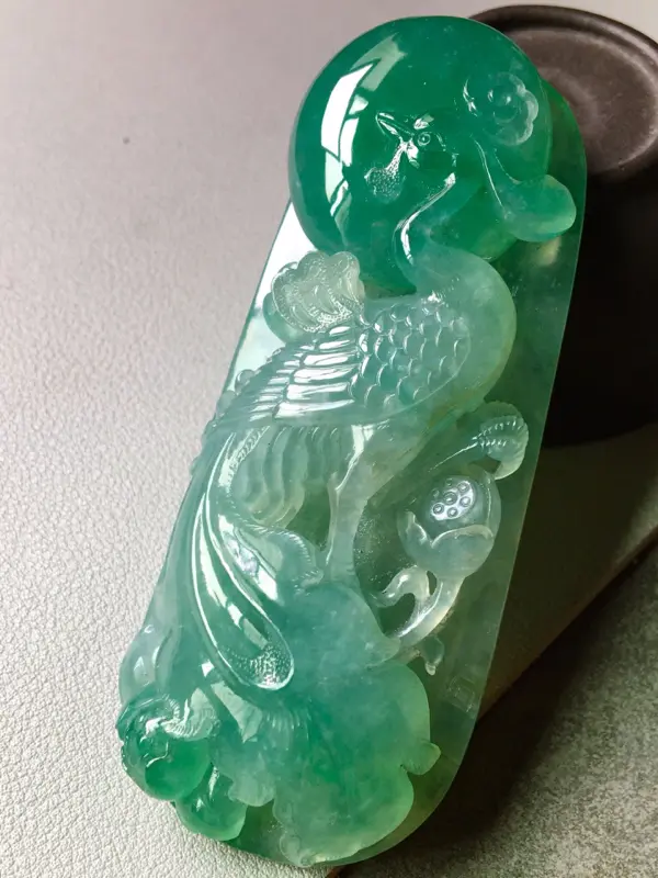 【满绿凤凰,完美,水头足,厚装大件,性价比高,实物更好看,裸石尺寸77.2/32.5/14】图1