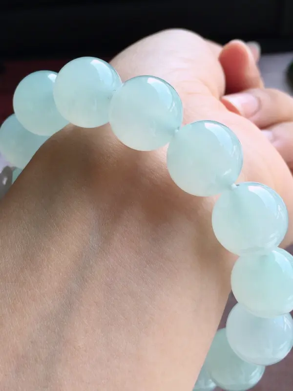 【A货翡翠冰润手链手串15颗,尺寸14.1mm,重量75.69g】图5
