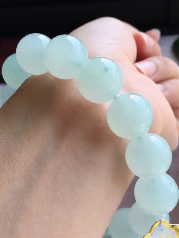 【A货翡翠冰润手链手串15颗,尺寸14.1mm,重量75.69g】图4