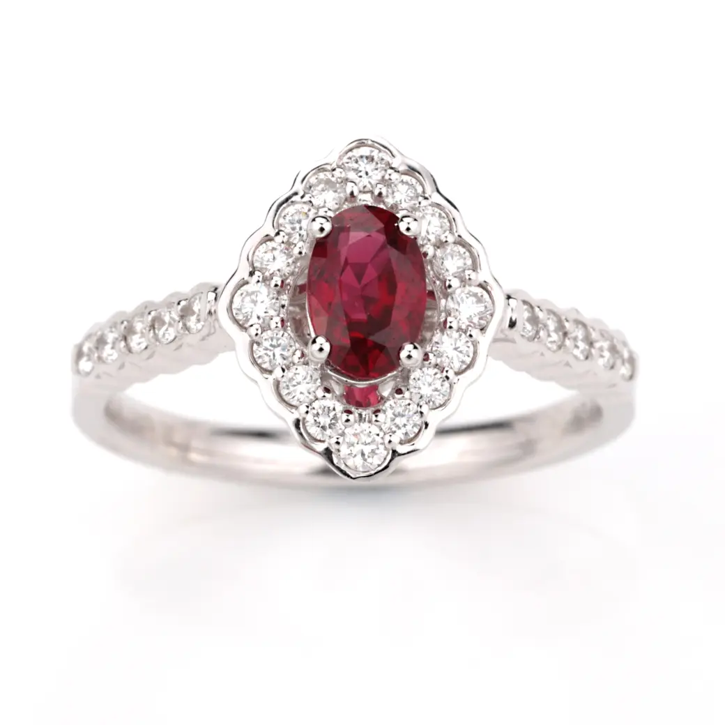 【【戒指】18k金+红宝石+钻石 宝石颜色纯正
主石:0.62ct 货重:3.77g 手寸:14(可改)】图1