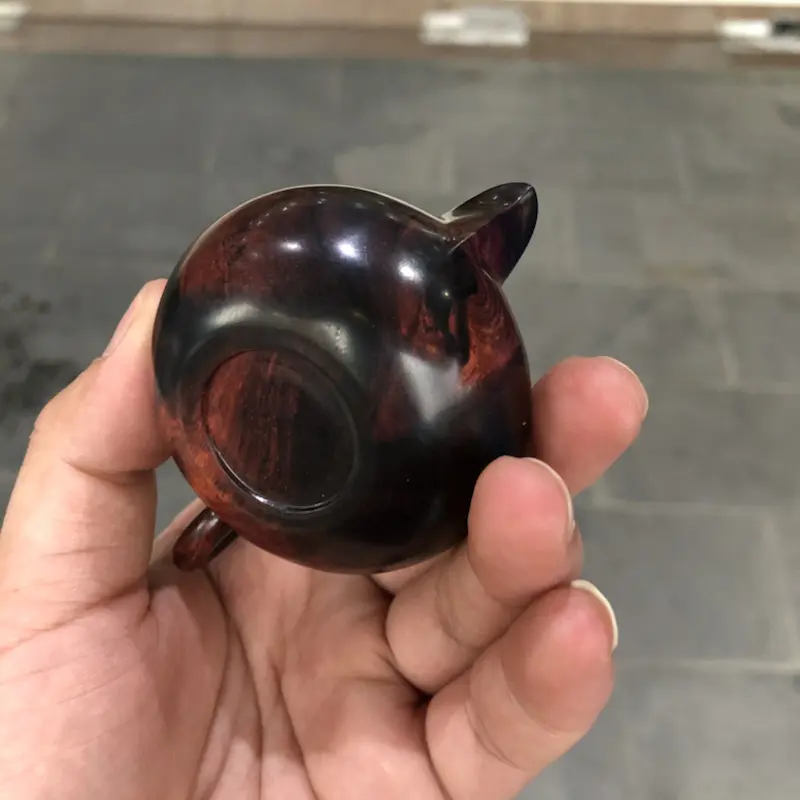 【海南黄花梨,紫油梨(茶壶),紫色纹理,纹理清晰,底色分布均匀,规格:壶经58mm,长85mm,高58mm,克重:79.3克,值得推荐!】图4