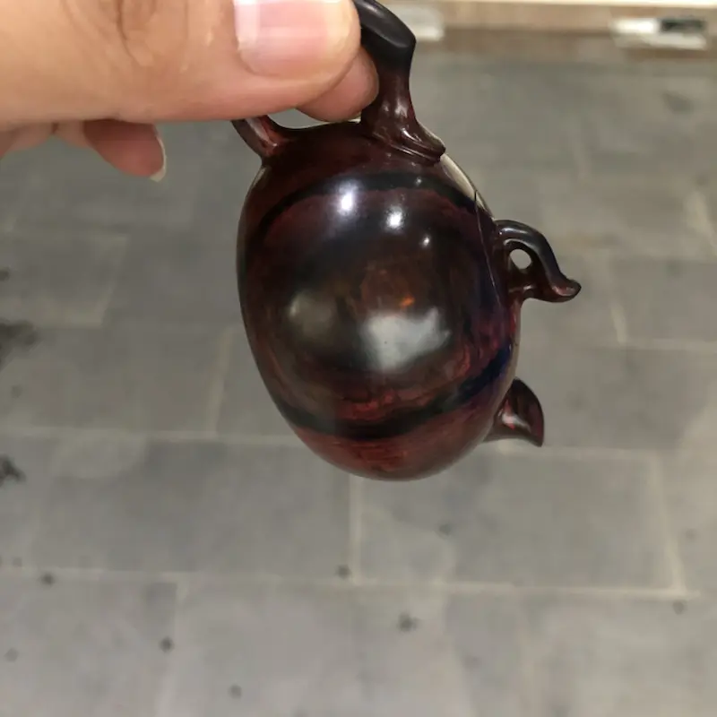 【海南黄花梨,紫油梨(茶壶),紫色纹理,纹理清晰,底色分布均匀,规格:壶经58mm,长85mm,高58mm,克重:79.3克,值得推荐!】图5