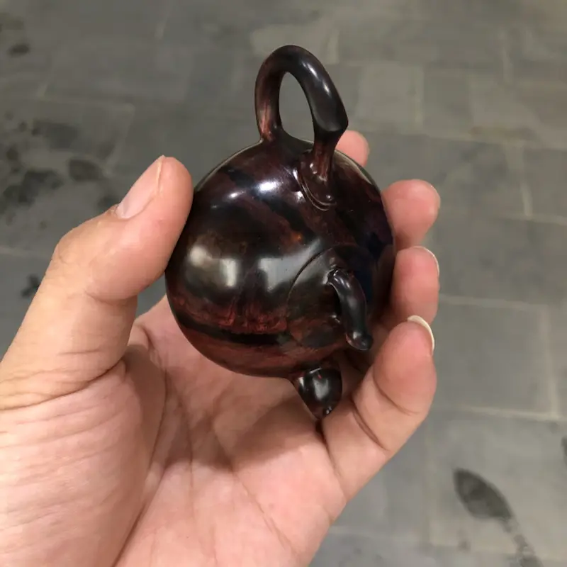 【海南黄花梨,紫油梨(茶壶),紫色纹理,纹理清晰,底色分布均匀,规格:壶经58mm,长85mm,高58mm,克重:79.3克,值得推荐!】图8