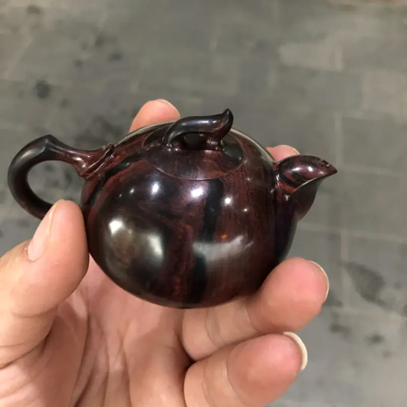 【海南黄花梨,紫油梨(茶壶),紫色纹理,纹理清晰,底色分布均匀,规格:壶经58mm,长85mm,高58mm,克重:79.3克,值得推荐!】图9