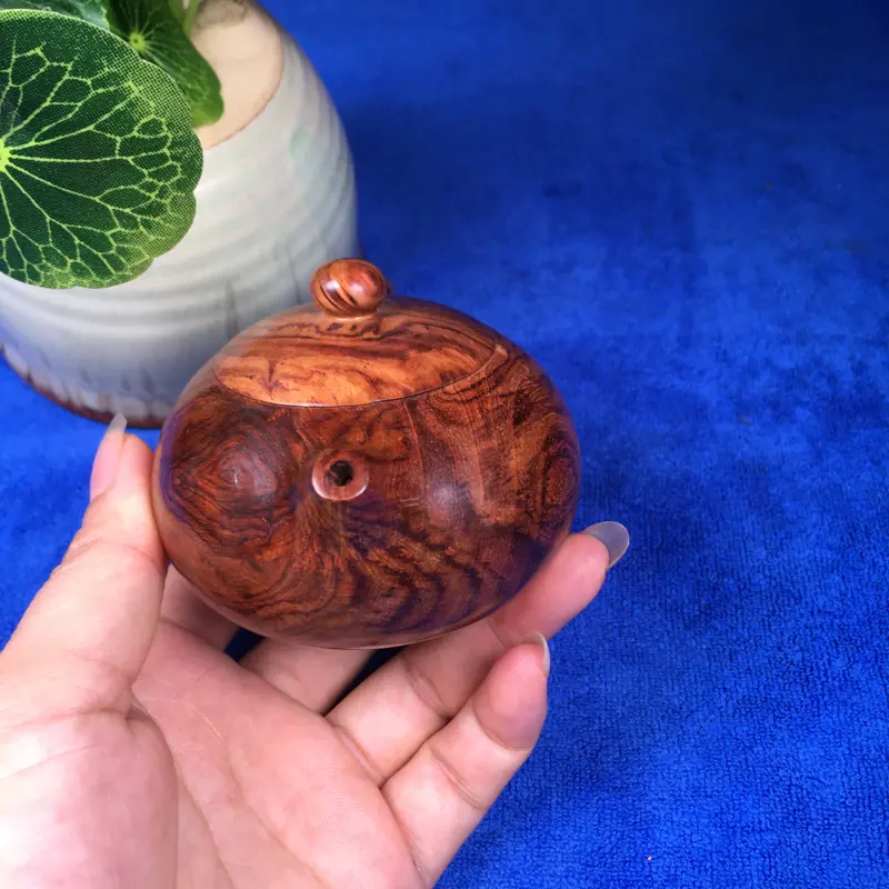【海南黄花梨 西施壶 蜘蛛纹 线条明显 纹理清晰可见 收藏送礼首选 长100mm 宽72mm 高60mm 106.5g】图4