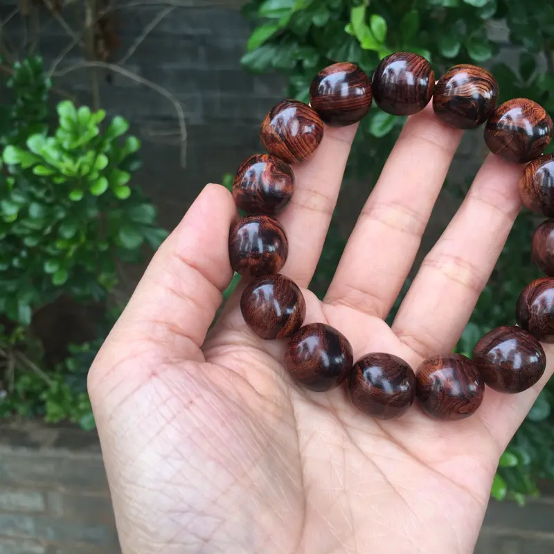 【海南黄花梨老油梨15×15老型珠,材质细腻光滑,纹理清晰自然,克重28.4g】图1