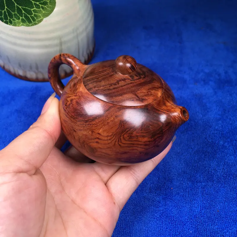 【海南黄花梨 西施壶 蜘蛛纹 线条明显 纹理清晰可见 收藏送礼首选 长100mm 宽72mm 高60mm 106.5g】图7