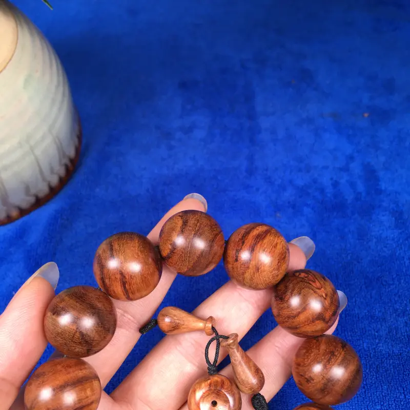 【海南黄花梨糠梨 20mm/12颗 虎皮纹 颜色均匀 品相不错 入门级别 43.6g】图7