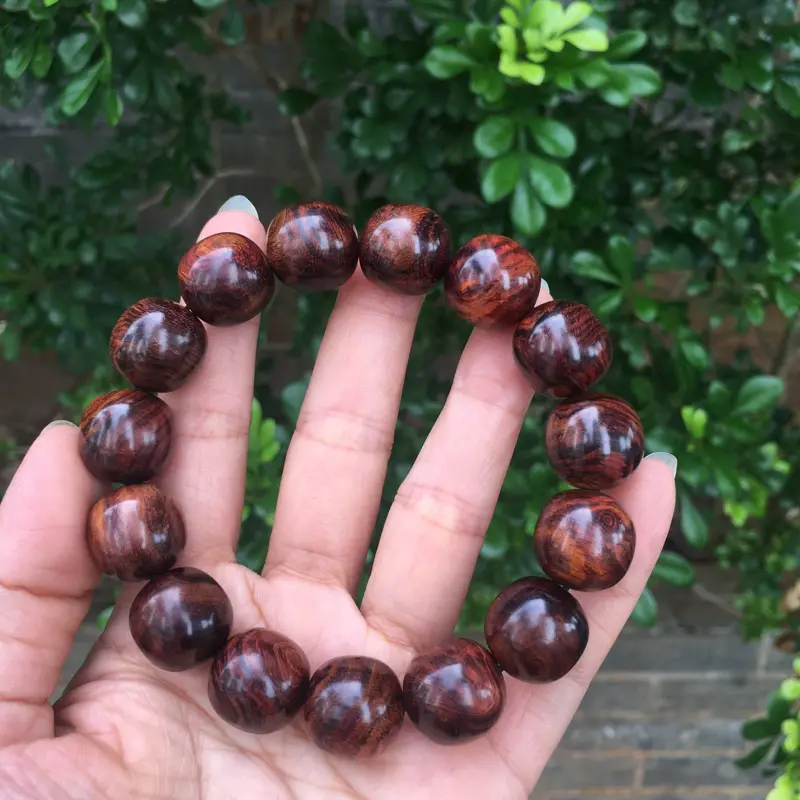 【海南黄花梨老油梨15×15老油梨老型珠手串,材质细腻饱满圆润光滑,纹理清晰自然,克重27g】图11