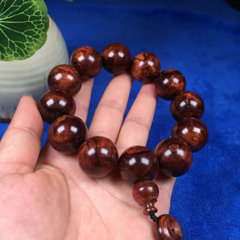 【海南黄花梨紫油梨 20mm手串 瘤疤 水波纹 纹理殉丽 英光十足 玻璃底 高油密 55.3g】图8