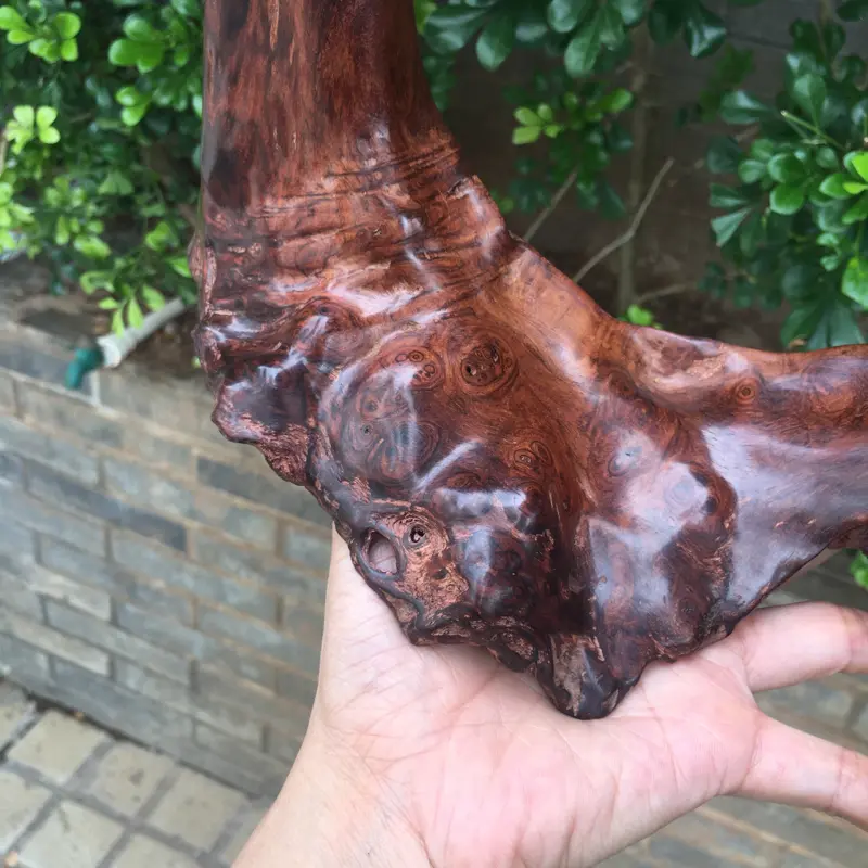 【海南黄花梨西部霸王岭一个随行摆件,造型独特,纯手制作,材质细腻饱满圆润光滑,玻璃质感,荧光感十足,留疤纹路,此摆件值得推荐,高35cm宽28cm克重755g】图8