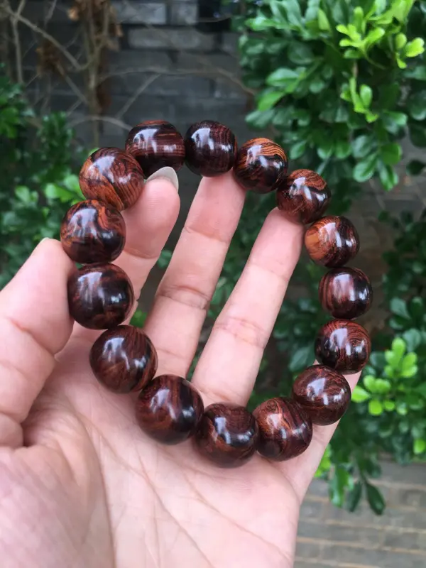 【海南黄花梨老油梨15×15老型珠,材质细腻光滑,纹理清晰自然,克重28.4g】图9