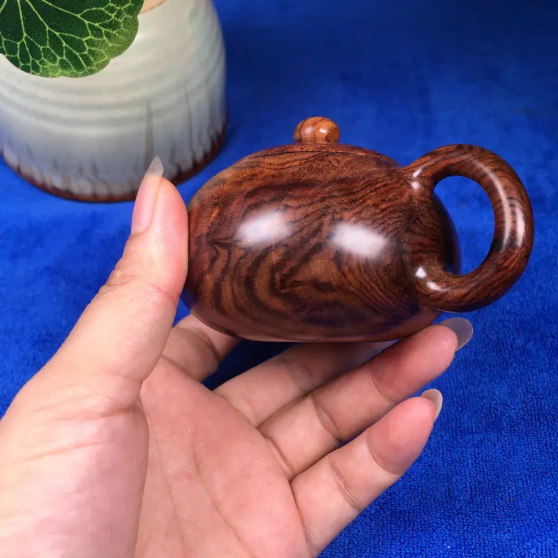 【海南黄花梨 西施壶 蜘蛛纹 线条明显 纹理清晰可见 收藏送礼首选 长100mm 宽72mm 高60mm 106.5g】图2