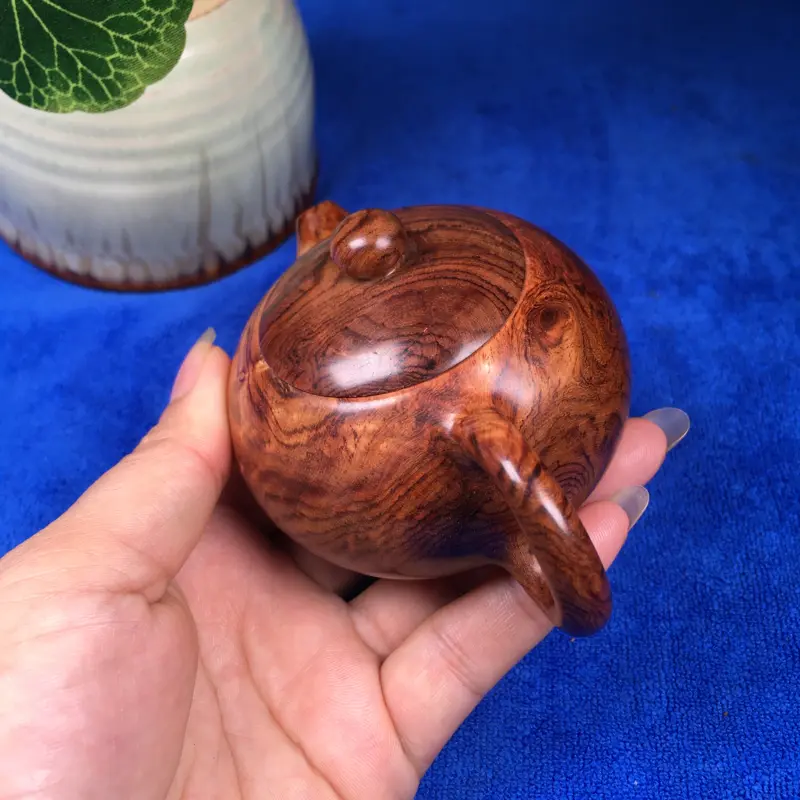 【海南黄花梨 西施壶 蜘蛛纹 线条明显 纹理清晰可见 收藏送礼首选 长100mm 宽72mm 高60mm 106.5g】图6
