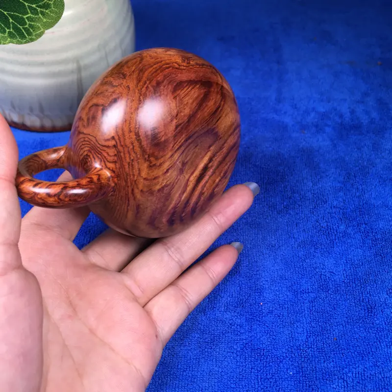 【海南黄花梨 西施壶 蜘蛛纹 线条明显 纹理清晰可见 收藏送礼首选 长100mm 宽72mm 高60mm 106.5g】图5