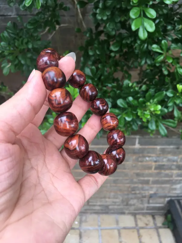 【海南黄花梨老油梨15×15老油梨老型珠手串,材质细腻饱满圆润光滑,纹理清晰自然,克重27g】图10