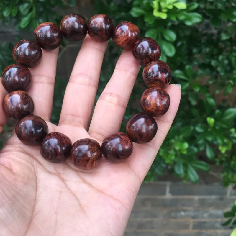 【海南黄花梨老油梨15×15老油梨老型珠手串,材质细腻饱满圆润光滑,纹理清晰自然,克重27g】图2