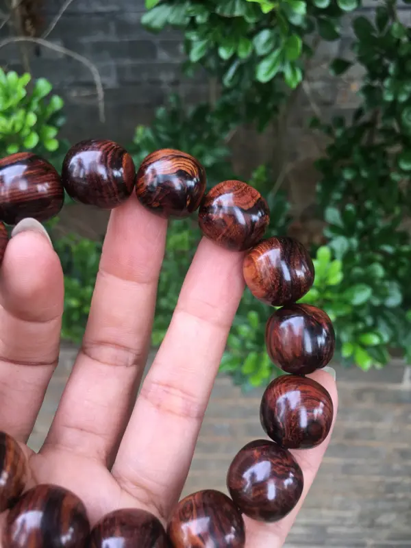 【海南黄花梨老油梨15×15老型珠,材质细腻光滑,纹理清晰自然,克重28.4g】图7