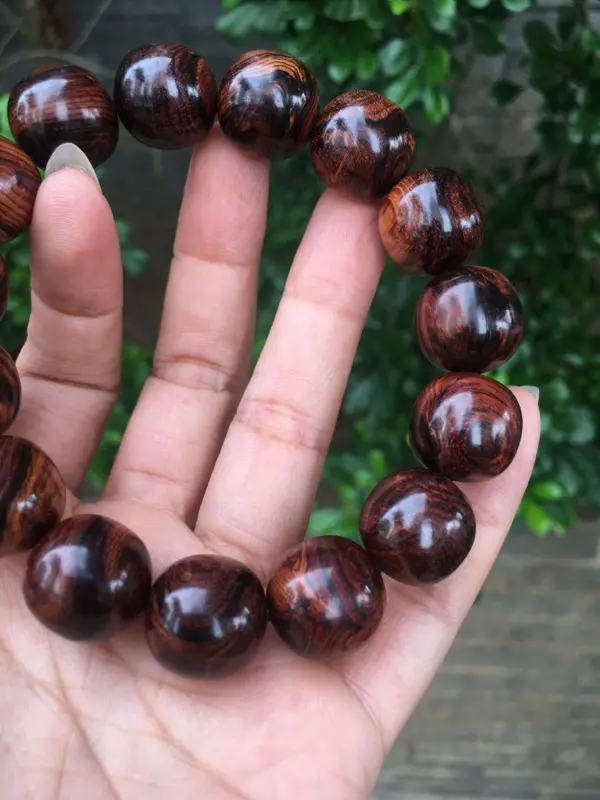 【海南黄花梨老油梨15×15老型珠,材质细腻光滑,纹理清晰自然,克重28.4g】图8