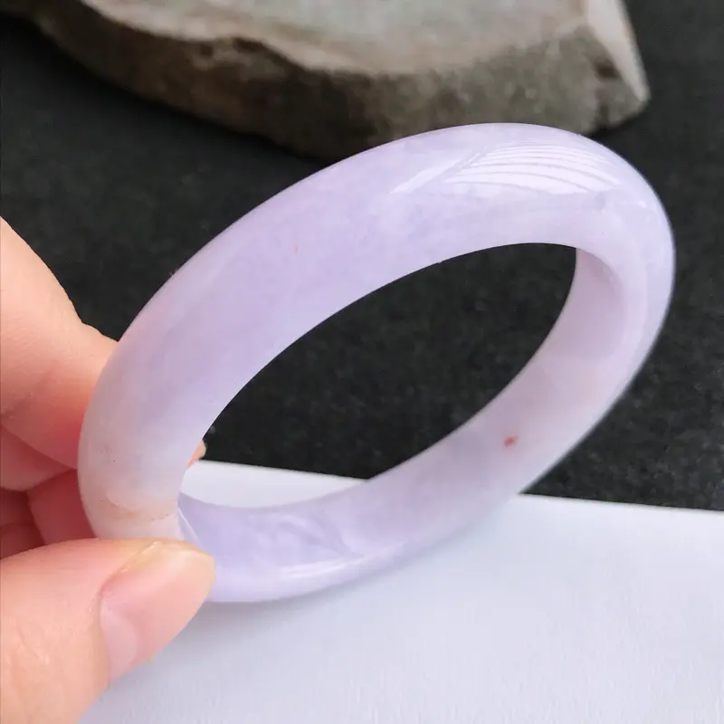 【6.29.2/圈口:55/11.5/8.6mm,紫罗兰宽边手镯,上手漂亮极了,粉嫩可人】图1