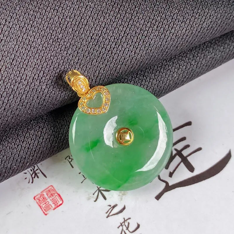 【A货翡翠-种好飘绿平安扣吊坠,尺寸-裸石21*4.5mm整体26.7*21*4.5mm】图6