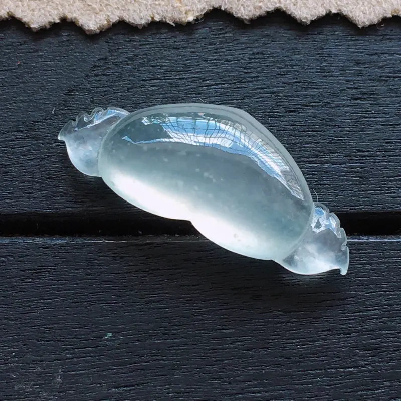 【自然光实拍,缅甸a货翡翠,冰种木那天使之翼,种好通透,起荧光,晶莹剔透,水润饱满,镶嵌效果美美哒】图3