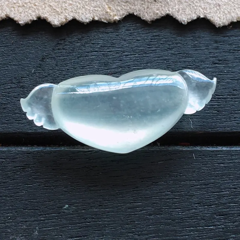 【自然光实拍,缅甸a货翡翠,冰种木那天使之翼,种好通透,起荧光,晶莹剔透,水润饱满,镶嵌效果美美哒】图5