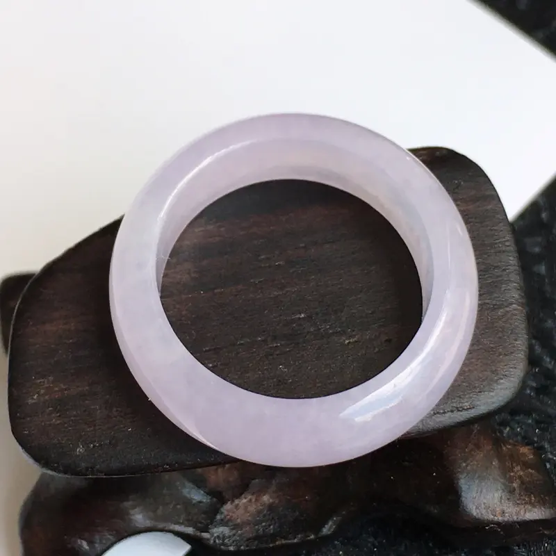 缅甸老坑翡翠A货紫罗兰指环，内径16.2-6.4-3.2mm