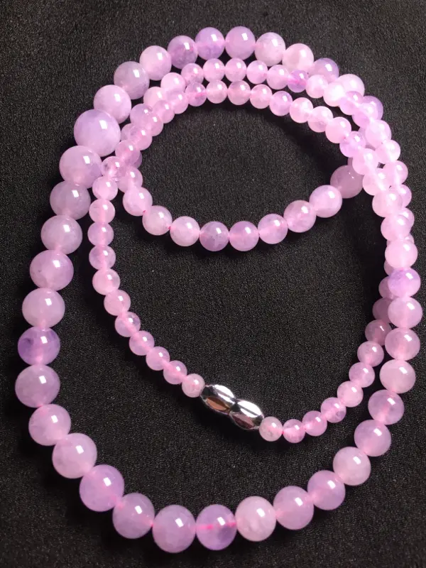 紫罗兰珠子项链，种水超好，玉质细腻