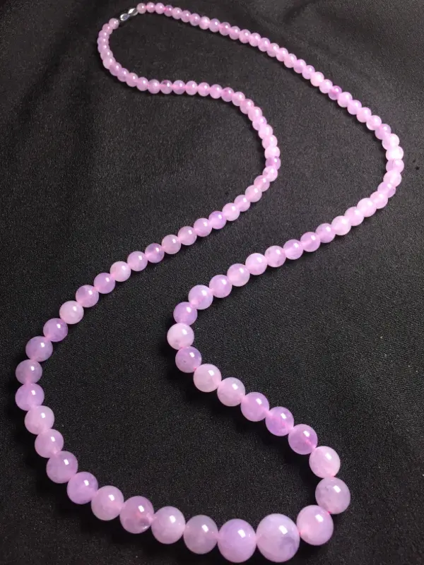 紫罗兰珠子项链，种水超好，玉质细腻