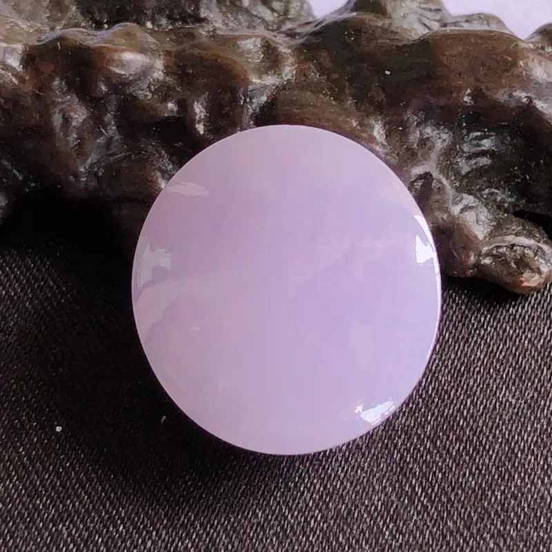 天然a货翡翠紫罗兰蛋面裸石（镶嵌件）戒面，玉质细腻，水润
