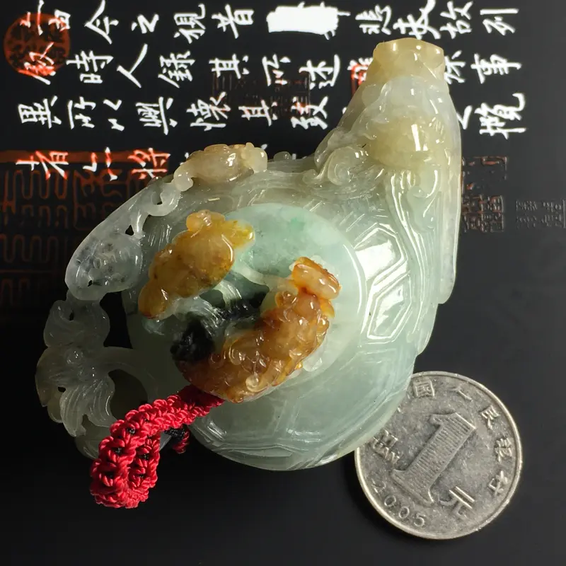 糯种龙龟茶壶摆件  尺寸77-48-23毫米 玉质水润 雕工精湛