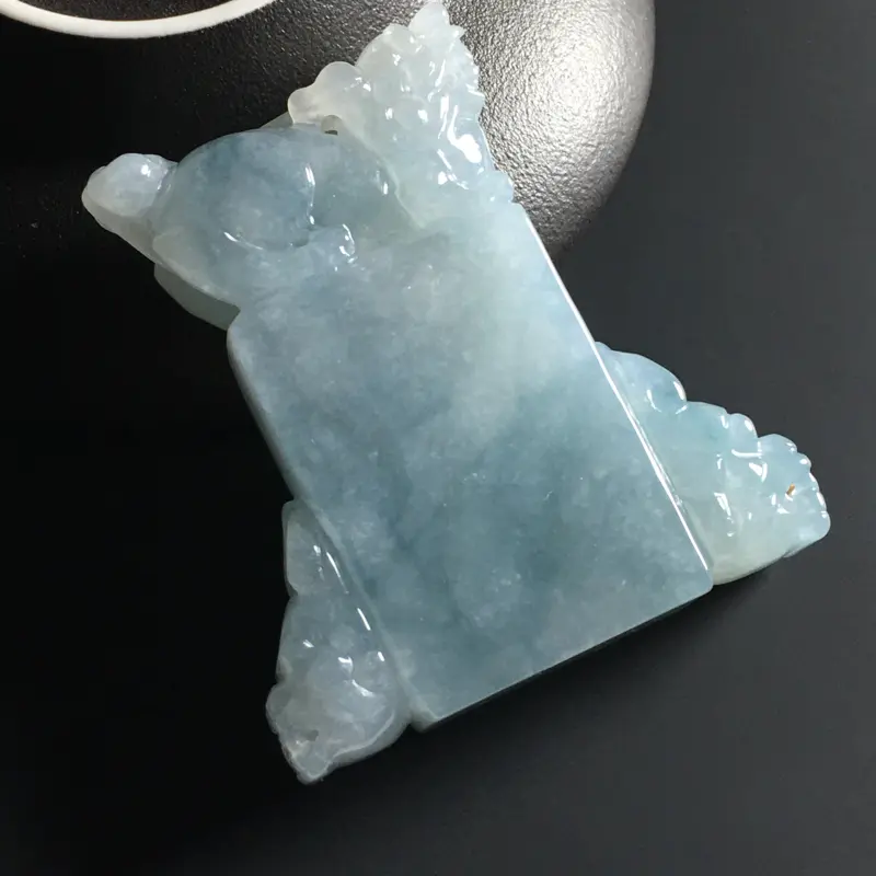 糯化种蓝晴貔貅印章 尺寸56-49-13.5毫米 水润细腻 细腻起胶 雕工精致