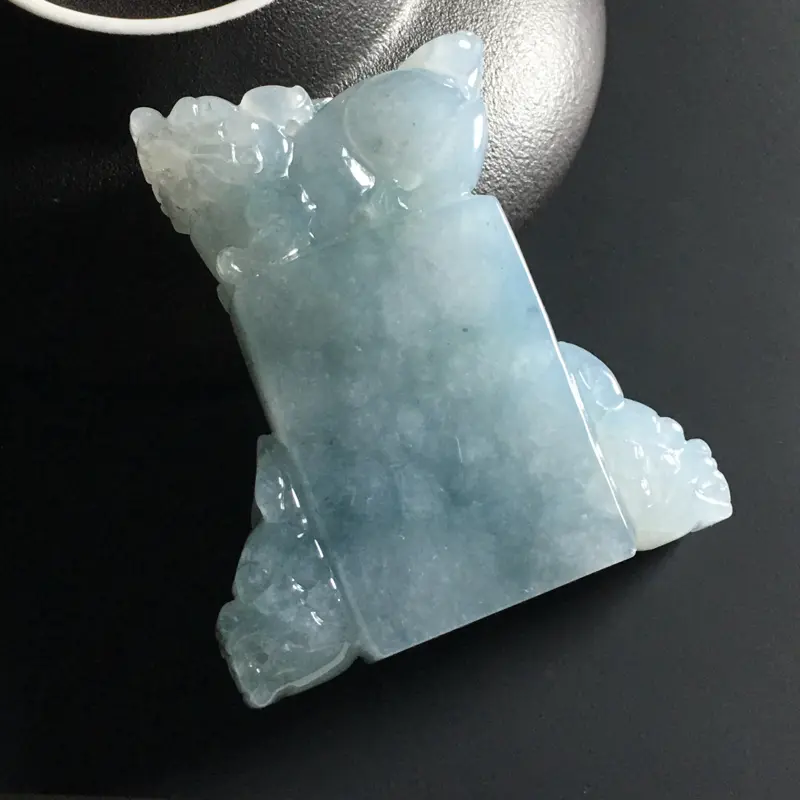 糯化种蓝晴貔貅印章 尺寸56-49-13.5毫米 水润细腻 细腻起胶 雕工精致