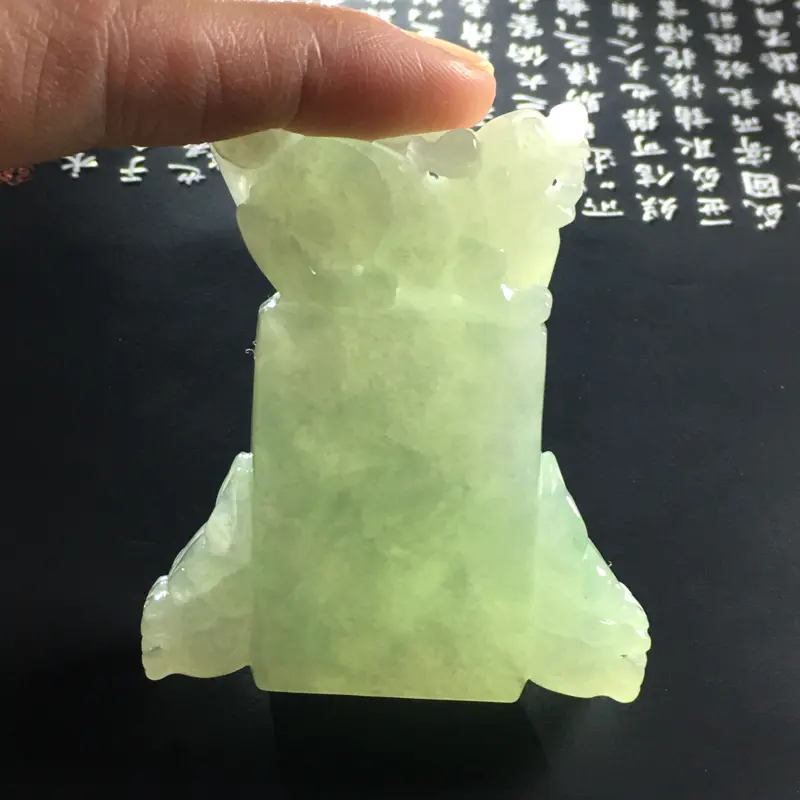糯化种蓝晴貔貅印章 尺寸56-49-13.5毫米 水润细腻 细腻起胶 雕工精致