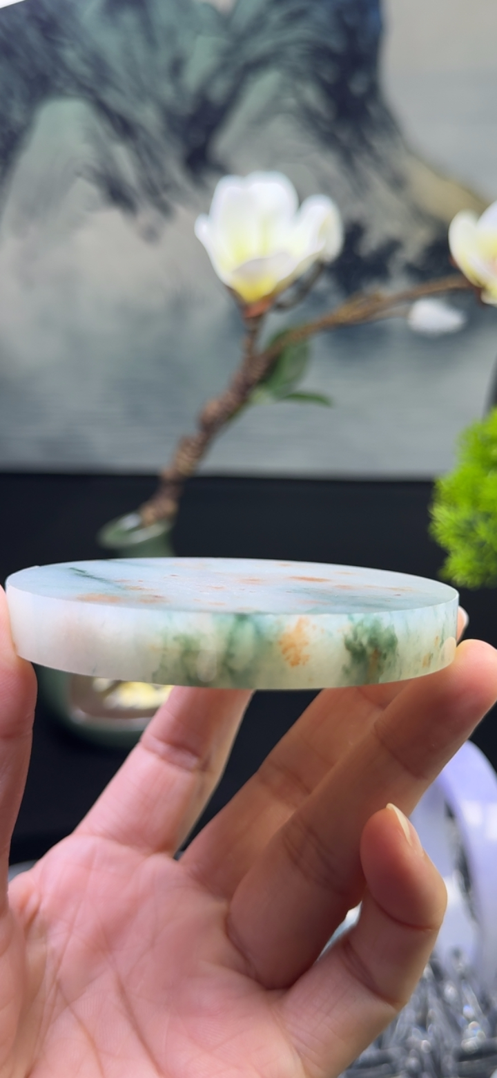 飘花带撒金翡翠手镯
